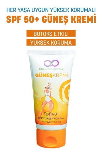 Go Kozmetik Güldeniz Odabaş Beauty 50 Faktör Tüm Ciltler İçin Leke Karşıtı Nemlendirici Yağsız Suya Dayanıklı Yüz ve Vücut Güneş Kremi 50 ml