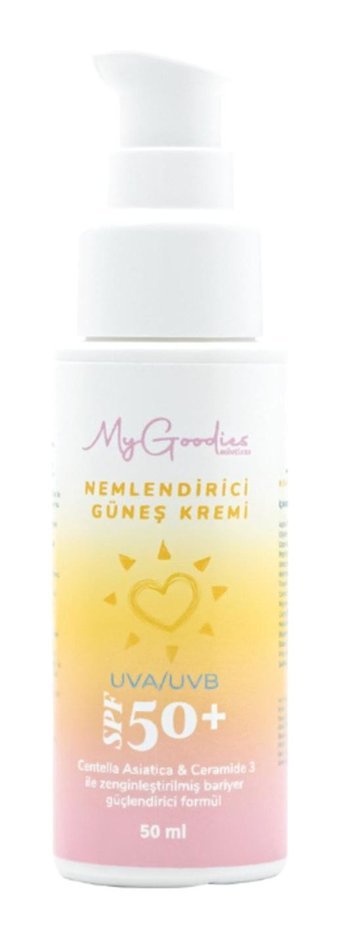 My Goodies Solutions 50 Faktör Tüm Ciltler İçin Leke Karşıtı Nemlendirici Yağsız Suya Dayanıklı Yüz ve Vücut Güneş Kremi 50 ml