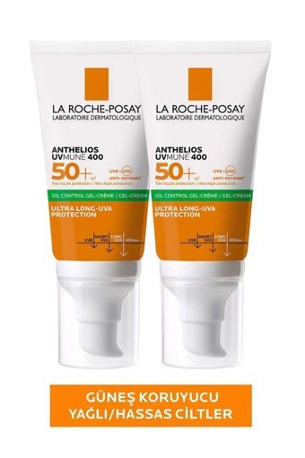 La Roche Posay Anthelios 50 Faktör Yağlı Ciltler İçin Nemlendirici Suya Dayanıklı Yüz ve Vücut Güneş Kremi 2x50 ml