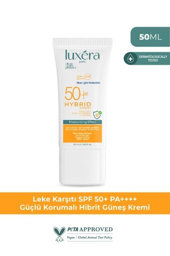 Luxera Paris 50 Faktör Tüm Ciltler İçin Leke Karşıtı Nemlendirici Yağsız Suya Dayanıklı Yüz Güneş Kremi 50 ml