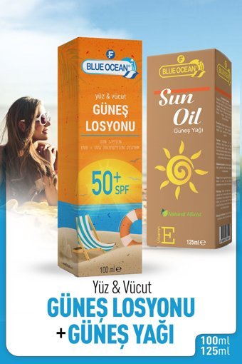 Blue Ocean 50 Faktör Tüm Ciltler İçin Nemlendirici Suya Dayanıklı Yüz Güneş Kremi 50 ml