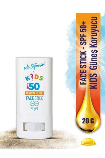 Eda Taşpınar Kids Stick 50 Faktör Tüm Ciltler İçin Leke Karşıtı Nemlendirici Yağsız Suya Dayanıklı Yüz ve Vücut Güneş Kremi 50 ml