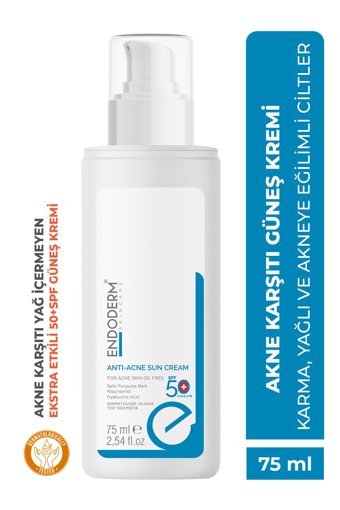 Endoderm Sun Protection 50 Faktör Tüm Ciltler İçin Leke Karşıtı Nemlendirici Yağsız Suya Dayanıklı Yüz Güneş Kremi 75 ml