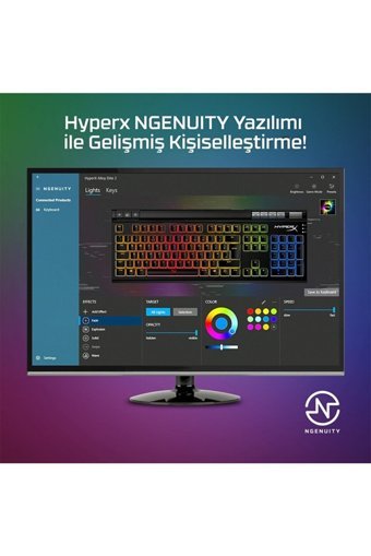 Hyperx Elite 2 İngilizce Q RGB Red Switch Kablolu Siyah Mekanik Gaming Klavye