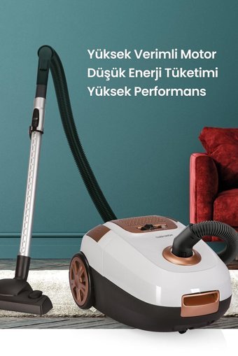 Goldmaster Beyaz Inci 900 W Yatay Hepa Filtreli Toz Torbalı Süpürge Beyaz - Gold