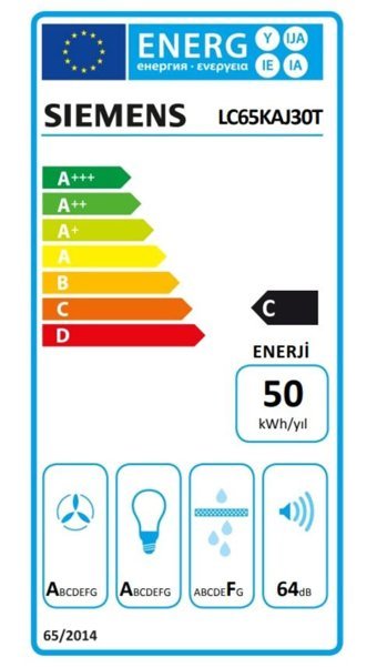 Siemens LC65KAJ30T 210 W 638 m3/h 60 cm Cam Bacalı Duvar Tipi Damlumbaz Siyah