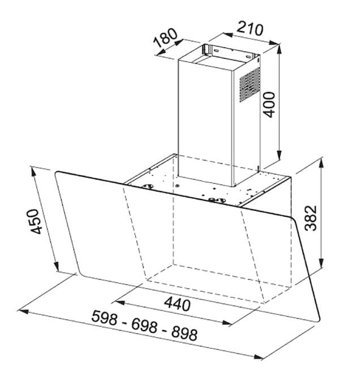 Franke 3300516056 560 m3/h 60 cm Cam Karbon Filtreli Bacalı Duvar Tipi Damlumbaz Beyaz