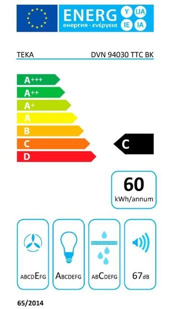 Teka DVN 94030 TTC BK 142 W 445 m3/h 90 cm Cam Karbon Filtreli Bacalı Duvar Tipi Damlumbaz Siyah