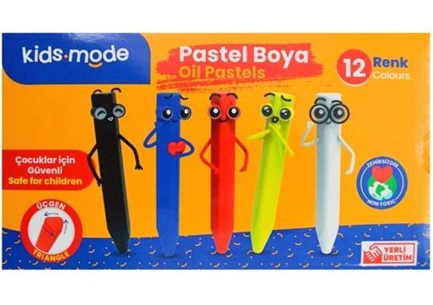 Kids Mode Yağlı Üçgen 12 Renk Pastel Boya