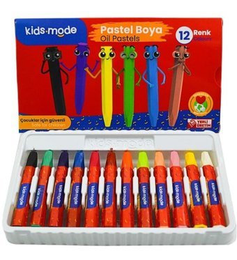 Kids Mode Yağlı Altıgen 12 Renk Pastel Boya