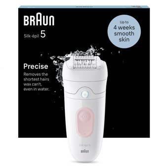 Braun 5 5-000 Koltuk Altı Genital Bölge Bacak İçin 28 Cımbızlı Kablosuz Işıklı Epilasyon Cihazı Beyaz-Pembe