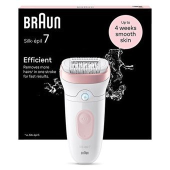 Braun 7 7-000 Koltuk Altı Genital Bölge Bacak İçin 40 Cımbızlı Kablosuz Işıklı Epilasyon Cihazı Beyaz-Pembe