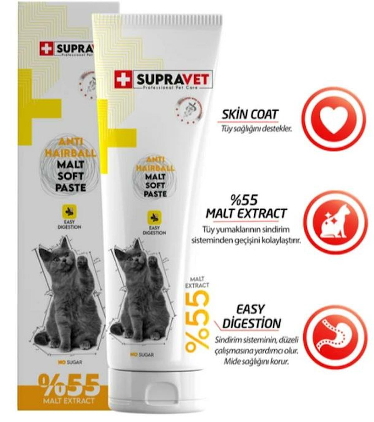 Supravet Anti-Hairball Tüy Dökme Yetişkin-Yavru Kedi Vitamini Macun 100 gr