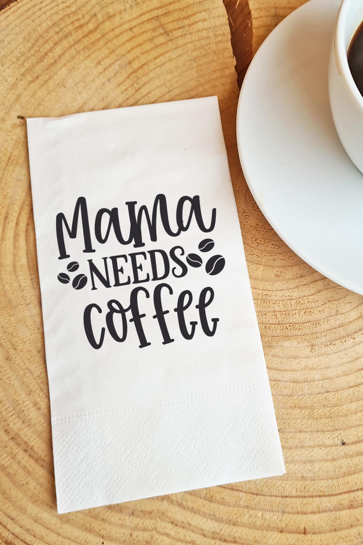 Pekshop Mama Needs Coffee Desenli Sunum Kağıt Peçete 20'li