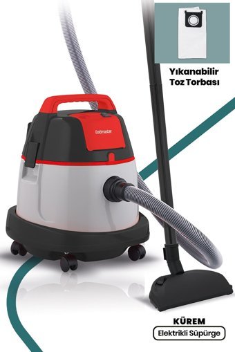 Goldmaster Kürem 2200 W Dikey Toz Torbalı Süpürge Gri - Kırmızı