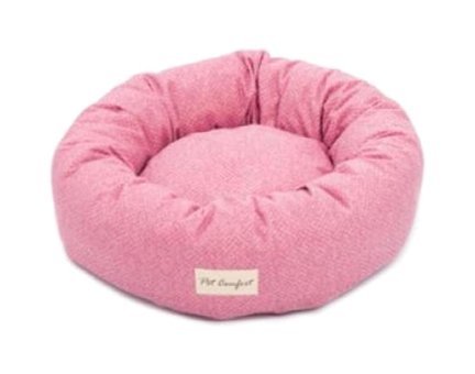 Pet Comfort Hotel Yıkanabilir Tek Fonksiyonlu 50 cm Simit Kedi Yatağı Pembe