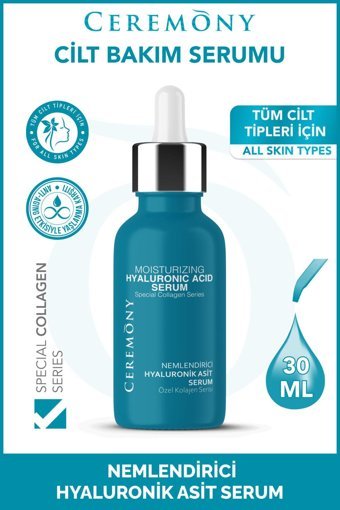 Ceremony Hyalüronik Asit Yüz Dolgunlaştıran Canlandırıcı Kırışıklık Karşıtı Jel Yüz Serumu 30 ml