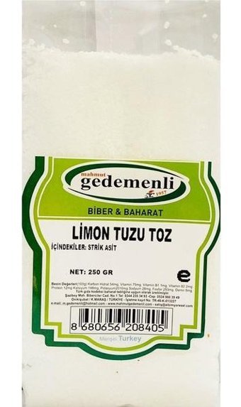 Gedemenli Toz Limon Tuzu 250 gr