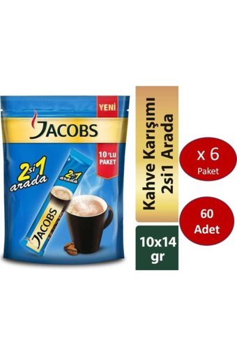 Jacobs 2'si 1 Arada Sade 14 gr 60 Adet Granül Kahve Hazır Kahve