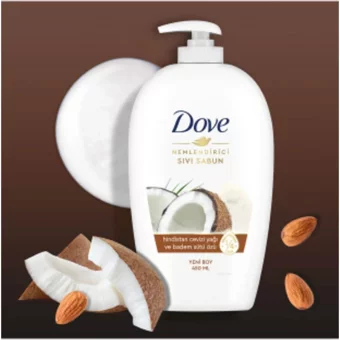 Dove Hindistan Cevizi Yağı-Badem Sütü Özü Nemlendiricili Köpük Sıvı Sabun 450 ml 2'li