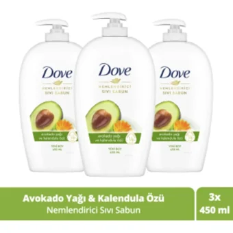 Dove Avokado Yağı-Kalendula Özü Nemlendiricili Köpük Sıvı Sabun 450 ml 3'lü