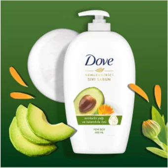 Dove Avokado Yağı-Kalendula Özü Nemlendiricili Köpük Sıvı Sabun 450 ml 3'lü