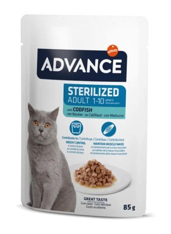 Advance Kısırlaştırılmış Morina Balığı Soslu Yetişkin Yaş Kedi Maması 85 gr