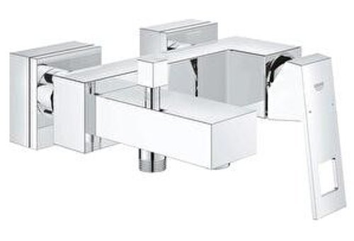 Grohe Eurocube Krom Çift Delikli Aç Kapa Kare Banyo Bataryası Gümüş