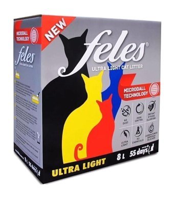 Feles Ultra Light Topaklanan İnce Taneli Aktif Karbonlu Bentonit Kedi Kumu 8 lt