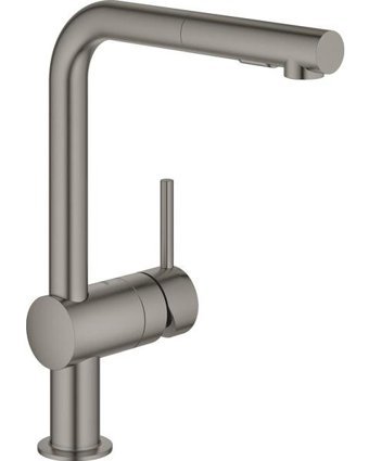 Grohe Minta-30274al0 Spiralli Çift Girişli Aç Kapa Eviye Bataryası Siyah