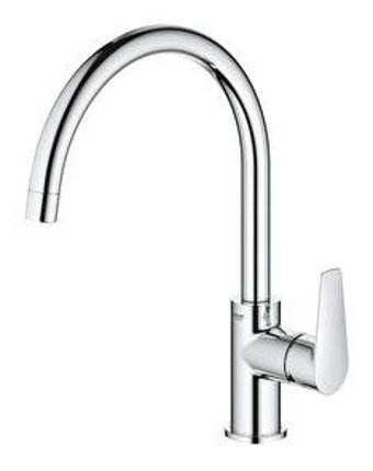 Grohe Bauflow-31538000 Çift Girişli Aç Kapa Eviye Bataryası Gümüş