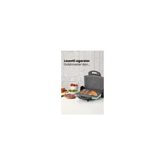Goldmaster Gurmex 6 Dilim Granit Çıkartılabilir Plaka Tek Yönlü 1750 W Izgaralı Yeşil Tost Makinesi/Waffle ve Tost Makinesi