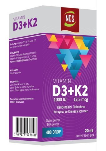 Ncs Multivitamin Multimineral + Vitamin D3-K2 Aromasız Yetişkin Vitamin 180 Tablet - 20 ml