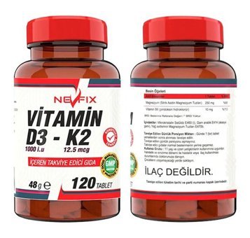 Ncs Zma - Nevfix Vitamin D3 K Aromasız Yetişkin Vitamin 60 Tablet - 120 Tablet