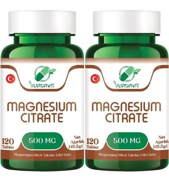 Yurdavit Magnesium Citrate Aromasız Yetişkin Vitamin 2x120 Tablet