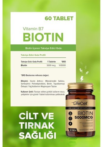 Lifecell Biotin Aromasız Yetişkin Vitamin 60 Tablet