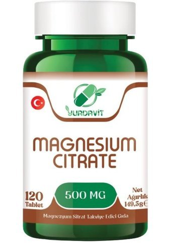 Yurdavit Magnesium Citrate Aromasız Yetişkin Vitamin 3x120 Tablet