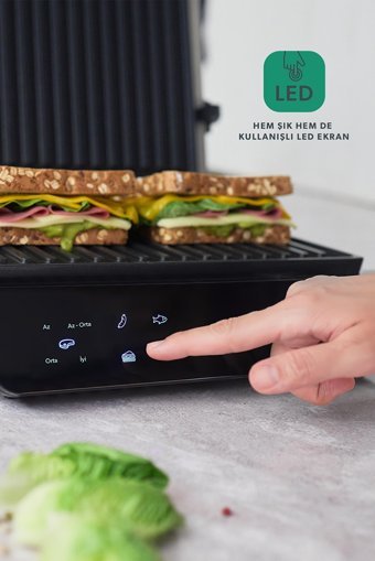 Homend Grilliant 1343h 2 Dilim Döküm Çıkartılabilir Plaka Tek Yönlü 2000 W Izgaralı Siyah Tost Makinesi/Waffle ve Tost Makinesi