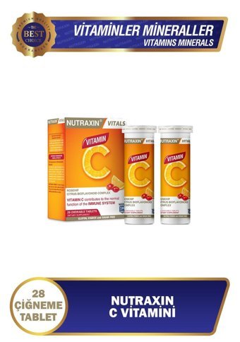 Nutraxin Vitals C Portakallı Yetişkin Vitamin 2x28 Tablet