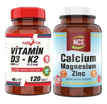 Ncs Vitamin D3 + K2 - Calsium Magnezium Zinc Aromasız Yetişkin Vitamin 2x120 Tablet