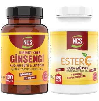 Ncs Ginseng Ester C Vitamini Kırmızı Kore Ginsengi - Karamürverli Yetişkin Vitamin 120 Tablet - 180 Tablet