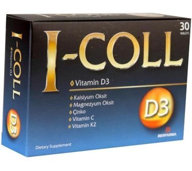 I-Coll Vitamin D3 Aromasız Yetişkin Vitamin 30 Tablet