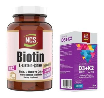 Ncs Biotin - Vitamin D3 + K2 Elmalı Yetişkin Vitamin 120 Tablet