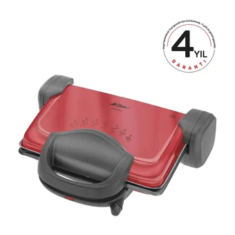 Arzum AR287 4 Dilim Granit Çıkartılabilir Plaka Çift Taraflı 1800 W Izgaralı Kırmızı Tost Makinesi/Waffle ve Tost Makinesi