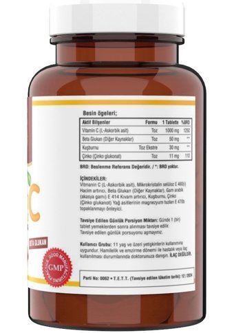 Ncs Vitamin C Beta Glukan Çinko Kuşburnu Yetişkin Vitamin 120 Tablet