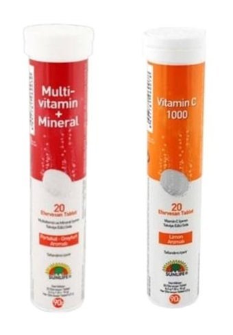 Sunlife Multivitamin Mineral Efervesan + Vitamin C Limonlu Yetişkin Vitamin 20 Tablet