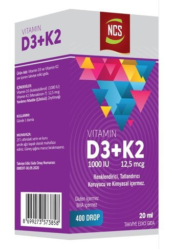 Ncs Vitamin D3 Vitamin K2 Aromasız Yetişkin Vitamin 90 Tablet