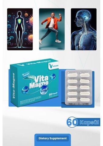 Vitasso Vita-Magne Magnezyum Malat Sitrat Bisglisinat Aromasız Yetişkin Vitamin 60 Kapsül