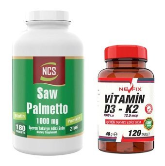 Ncs Saw Palmetto - Nevfix Vitamin D3 K2 Aromasız Yetişkin Vitamin 180 Tablet