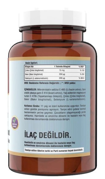 Ncs Çinko Bisglisinat Ve Bakır Selenium Ve Vitamin D3 K2 Aromasız Yetişkin Vitamin 20 ml - 180 Tablet